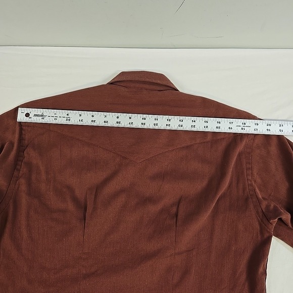 Vintage Western Pearl Snap Shirt Mens Size Large Macys Single Needle Burgundy - Picture 9 of 12